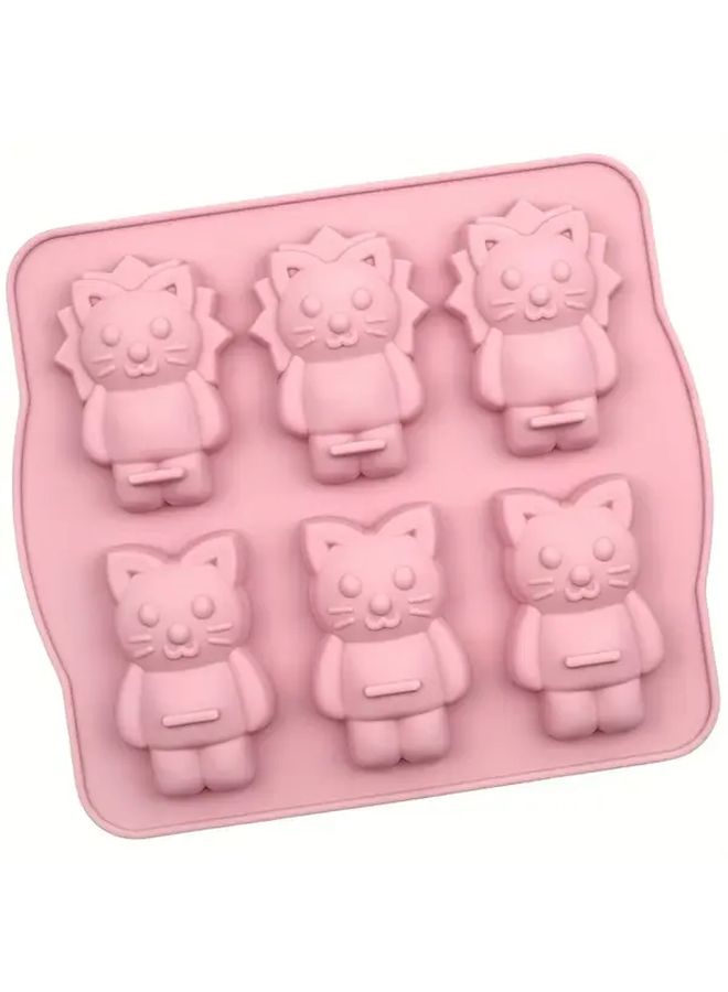 Orange Pink 6 Cavity Silicone Lion Kitten Cake Mold High Temperature Resistant Baking Craft - Image 5