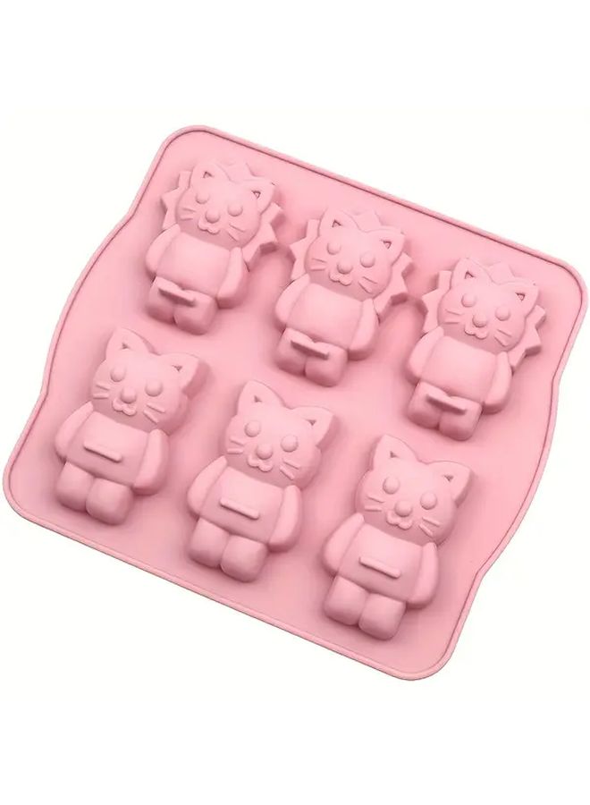 Orange Pink 6 Cavity Silicone Lion Kitten Cake Mold High Temperature Resistant Baking Craft - Image 2