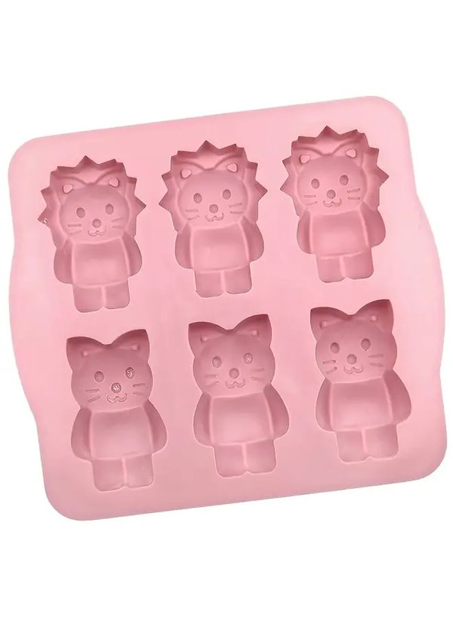 Orange Pink 6 Cavity Silicone Lion Kitten Cake Mold High Temperature Resistant Baking Craft - Image 3