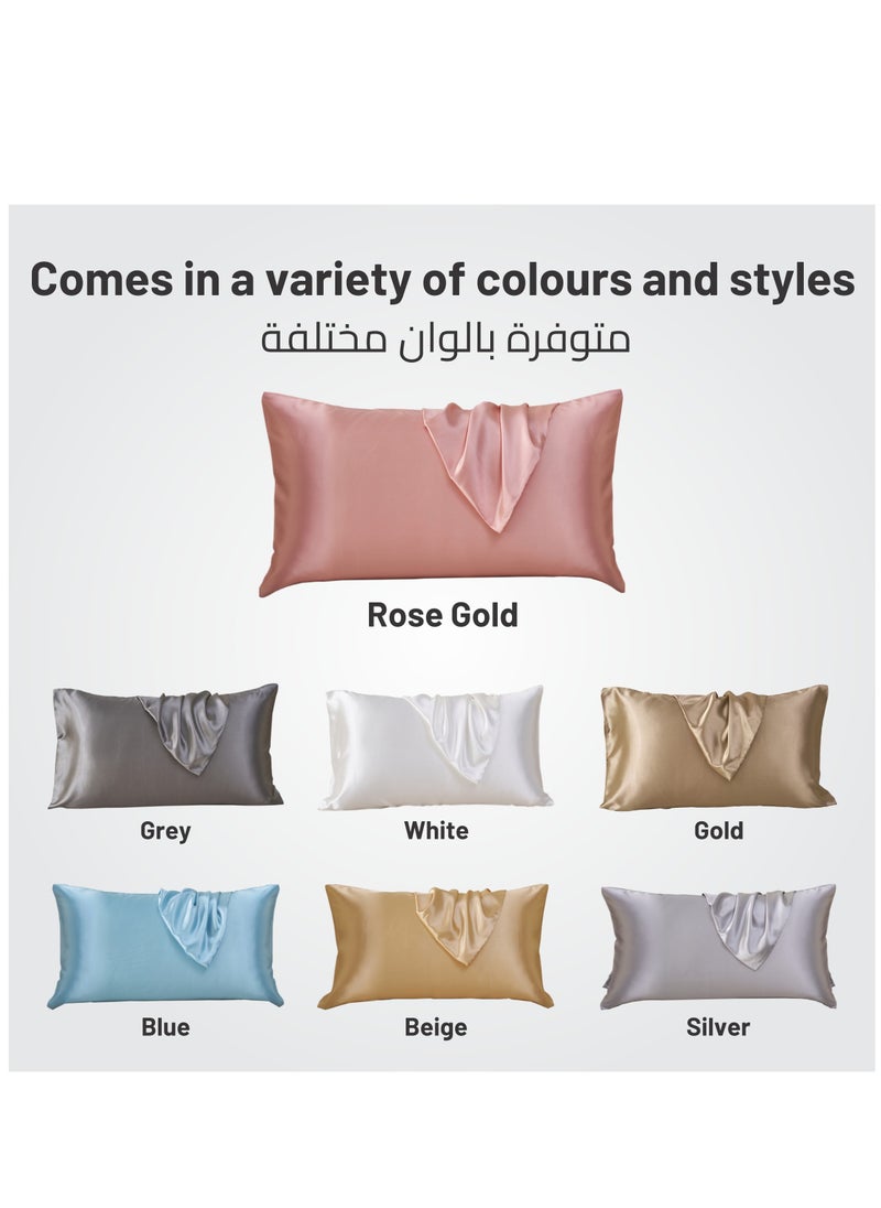 Donetella - Satin Pillowcases 2-Pcs Soft And Silky Pillow Cover For Hair And Skin Care With Envelope Closure (Without Pillow Insert),Rose Gold - Image 1