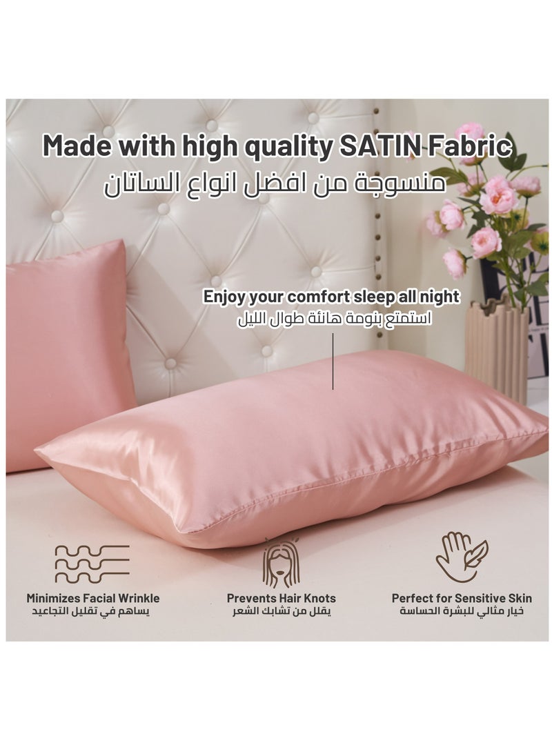 Donetella - Satin Pillowcases 2-Pcs Soft And Silky Pillow Cover For Hair And Skin Care With Envelope Closure (Without Pillow Insert),Rose Gold - Image 1