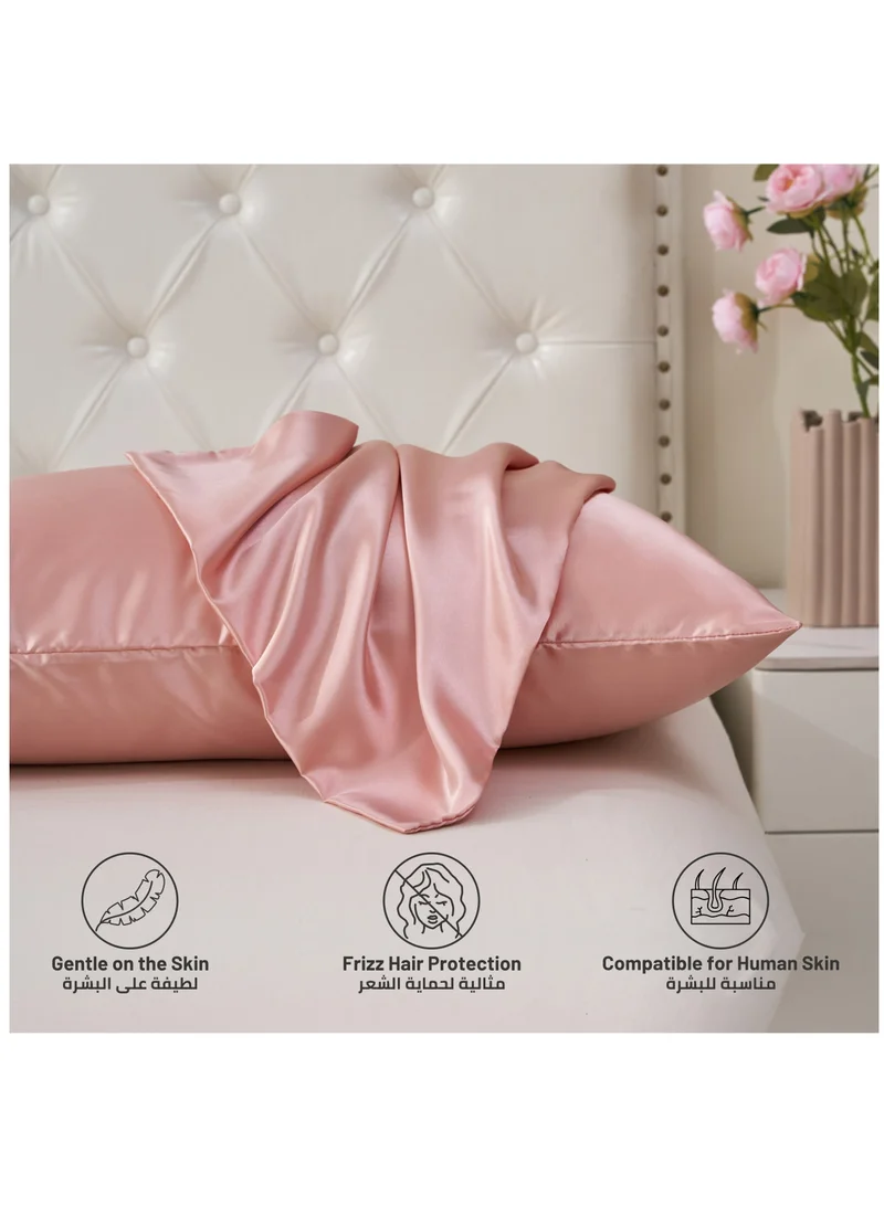 Donetella Satin Pillowcases 2-Pcs Soft And Silky Pillow Cover For Hair And Skin Care With Envelope Closure (Without Pillow Insert),Rose Gold