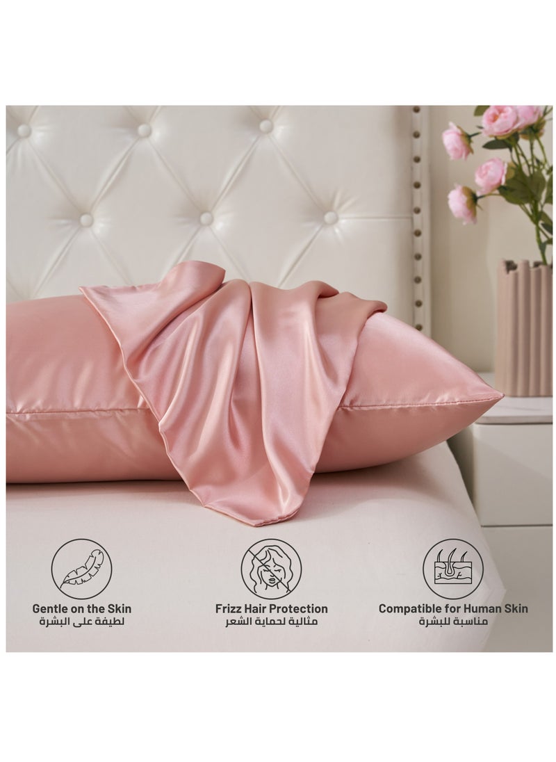 Donetella - Satin Pillowcases 2-Pcs Soft And Silky Pillow Cover For Hair And Skin Care With Envelope Closure (Without Pillow Insert),Rose Gold - Image 1