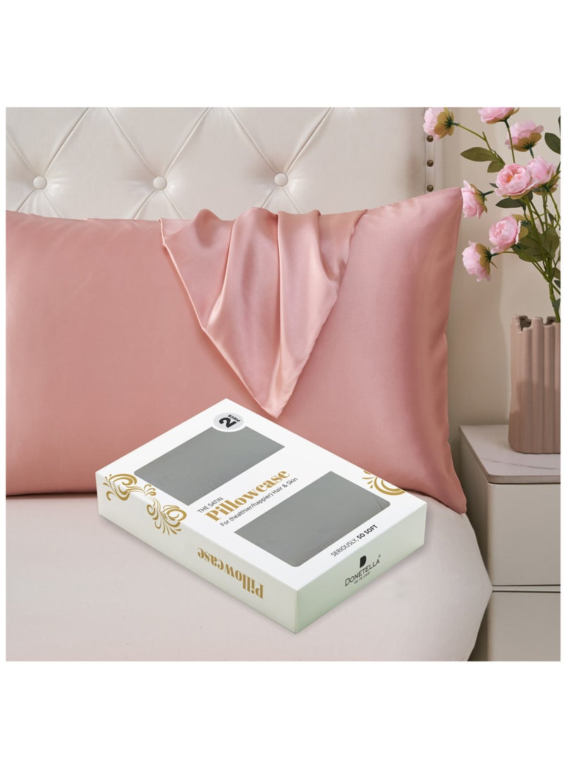Donetella - Satin Pillowcases 2-Pcs Soft And Silky Pillow Cover For Hair And Skin Care With Envelope Closure (Without Pillow Insert),Rose Gold - Image 1