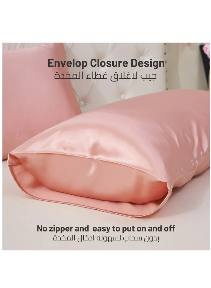 Donetella Satin Pillowcases 2-Pcs Soft And Silky Pillow Cover For Hair And Skin Care With Envelope Closure (Without Pillow Insert),Rose Gold