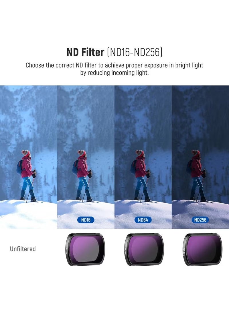 مجموعة فلاتر DJI OSMO Pocket 3 (CPL ND16 ND64 ND256) مكونة من 4 قطع متوافقة مع ملحقات DJI OSMO Pocket 3 Creator Combo كاميرا الحركة المغناطيسية فلتر استقطابي بكثافة محايدة زجاج بصري إطار من الألومنيوم - Image 5
