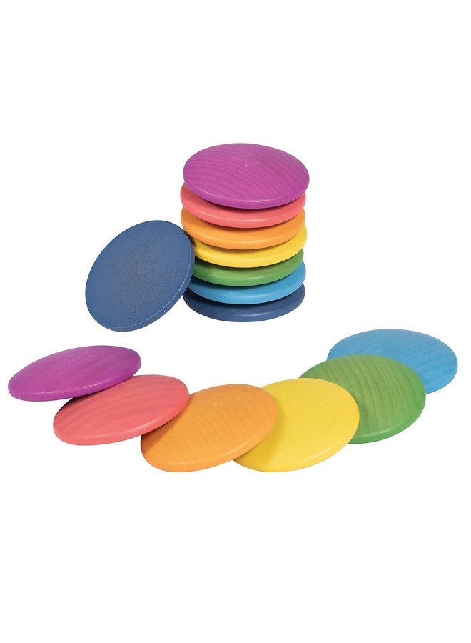 TickiT-73997 Rainbow Wooden Discs - Set of 14 - Loose Parts Wooden Toy for Babies and Toddlers 10m+ - Inspire Curiosity and Open-Ended Play - Image 1
