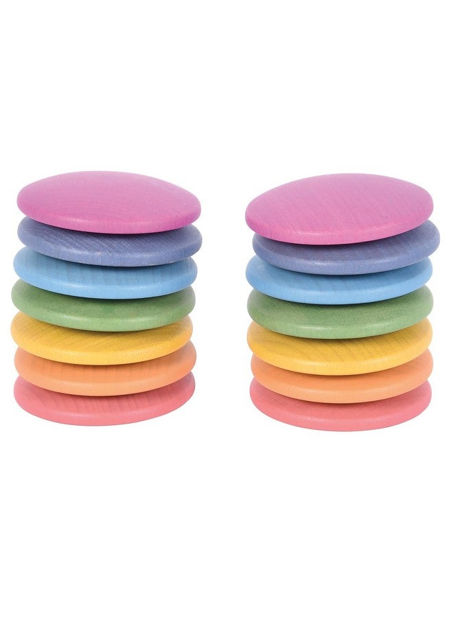 TickiT-73997 Rainbow Wooden Discs - Set of 14 - Loose Parts Wooden Toy for Babies and Toddlers 10m+ - Inspire Curiosity and Open-Ended Play - Image 2