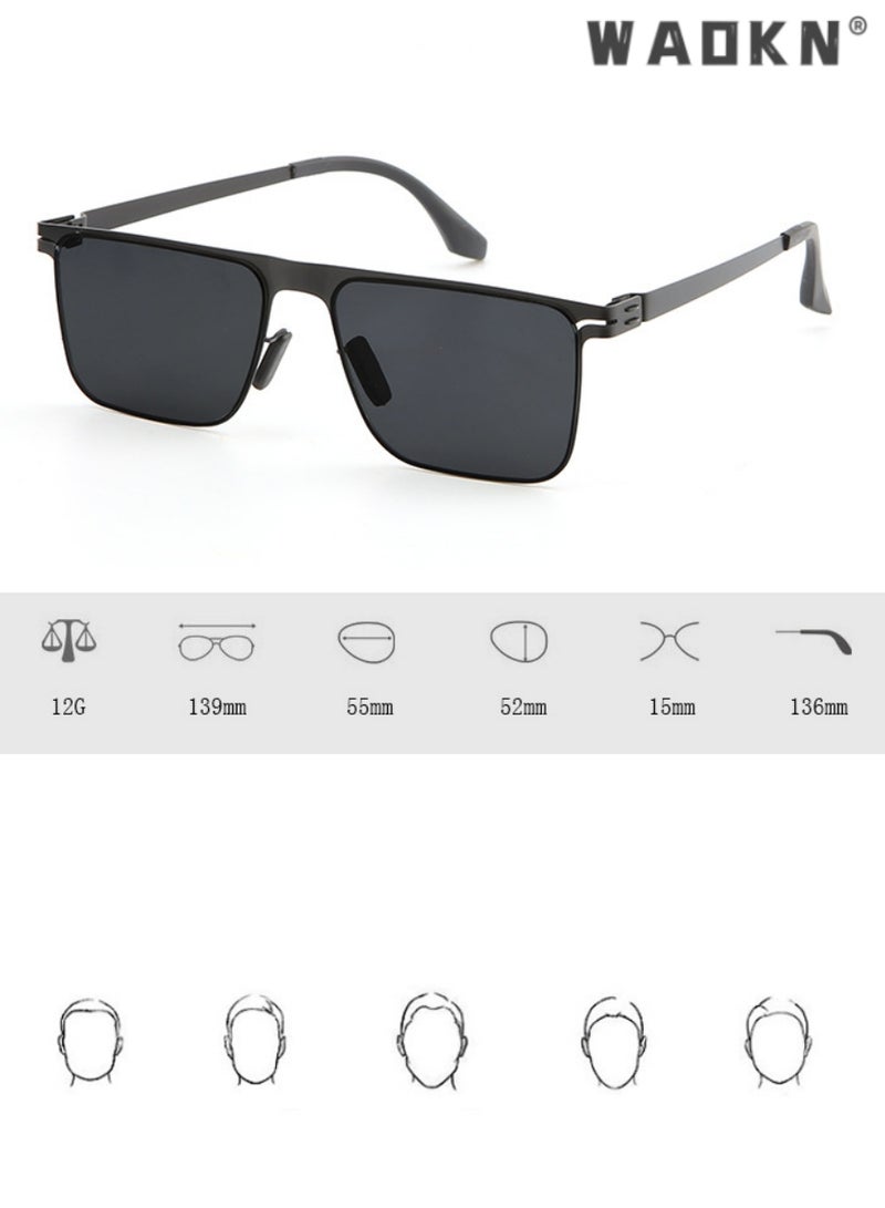 دبليو أيه أو كي أن نظارات شمسية مستطيلة للرجال بحماية من الأشعة فوق البنفسجية 400 بإطار معدني خفيف الوزن ونظارات شمسية عصرية مضادة للتوهج للرجال أثناء القيادة وصيد الأسماك ولعب الجولف والسفر باللون الأسود - Image 5