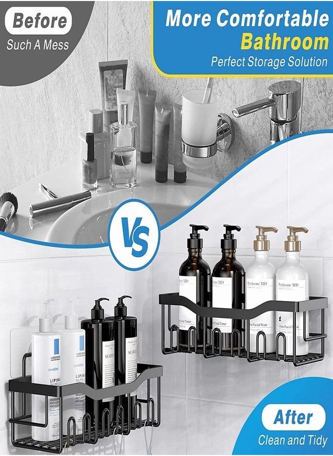Tiokkss Shower Caddy 5 Pack, Adhesive Bathroom Organizer for Bathroom Storage Kitchen, No Drilling, Large Capacity, Rustproof Stainless Steel Bathroom Organizer Shelves for Inside Shower Rack  - Image 3