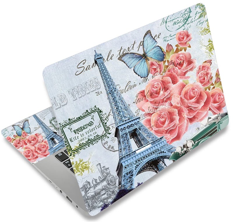 ICOLOR FY-NEK-024 Laptop Decal,Eiffel Tower 12-15.6 Inch Art Decal Cover Protector Notebook PC Skin - Image 1