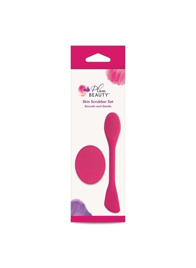 Plum Beauty Skin Scrubber Set, Removes Deep-Deated Dirt and Impurities, Pink, (8233)