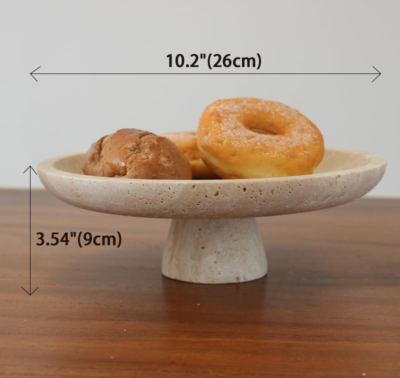 Nawgnail Natural Travertine Fruit Bowl for Kitchen Counter 10.2", Large Decorative Bowl Pedestal for Home Decor, Fruits Holder For Dining Table - Kitchen Organization - Image 2