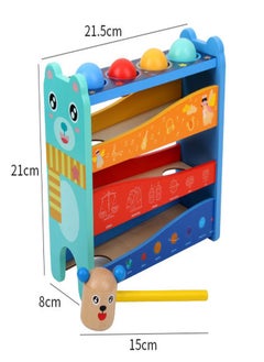 General Children Wooden Ball Drop Hammer Striking Stool Toy  Montessori Weighing Ball Toy With 4 Balls And Hammer Toys Early Development Education Toy  - Image 3