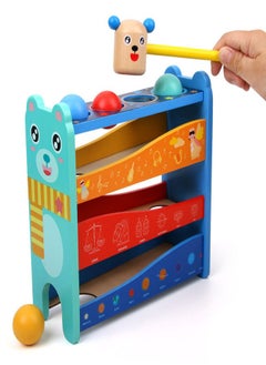 General Children Wooden Ball Drop Hammer Striking Stool Toy  Montessori Weighing Ball Toy With 4 Balls And Hammer Toys Early Development Education Toy  - Image 1