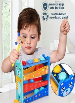 General Children Wooden Ball Drop Hammer Striking Stool Toy  Montessori Weighing Ball Toy With 4 Balls And Hammer Toys Early Development Education Toy  - Image 5