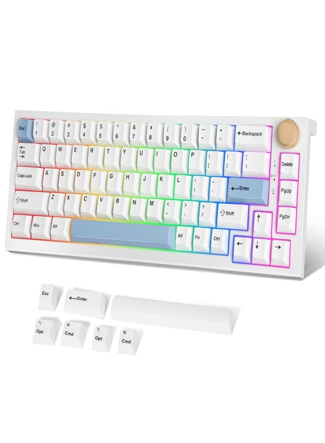 FANTECH MAXFIT67 3-Mode Custom Mechanical Gaming Keyboard RGB Backlit, 65% (67-Key) Hot Swappable Type-C Wired South Facing Mechanical Keyboard, Yellow Switch, White - Image 1