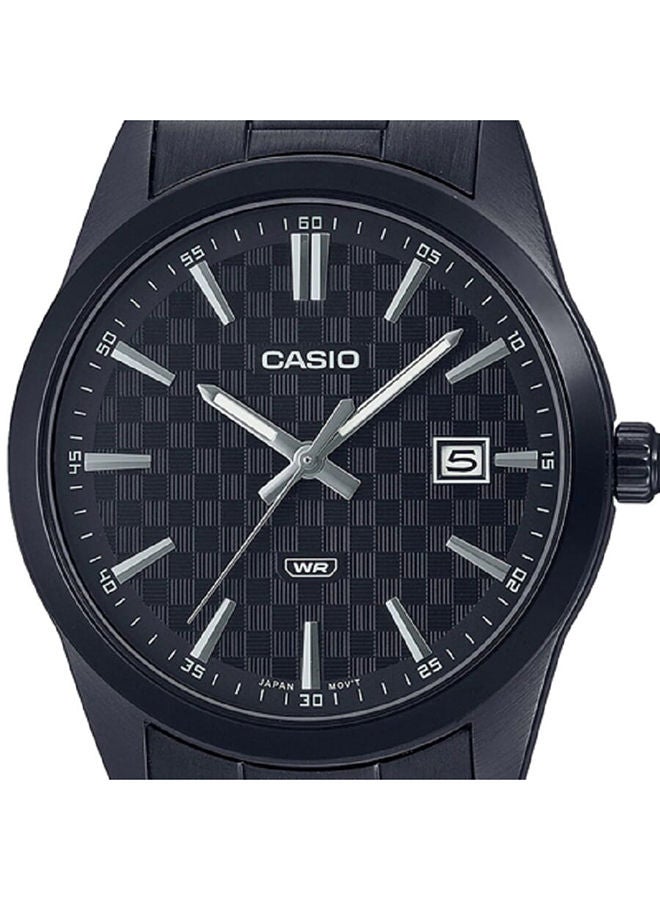 CASIO ساعة للرجال بعرض انالوج وعرض التاريخ ومينا اسود وهيكل وسوار من الستانلس ستيل مطلي بالايون MTP-VD03B-1AUDF - Image 3