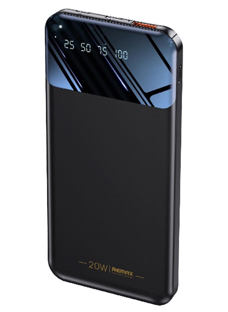 REMAX Power Bank 10000mAh Hunch Series RPP-502 20W+18W PD+QC , Fast Charging for mobile with led screen - Black - Image 1