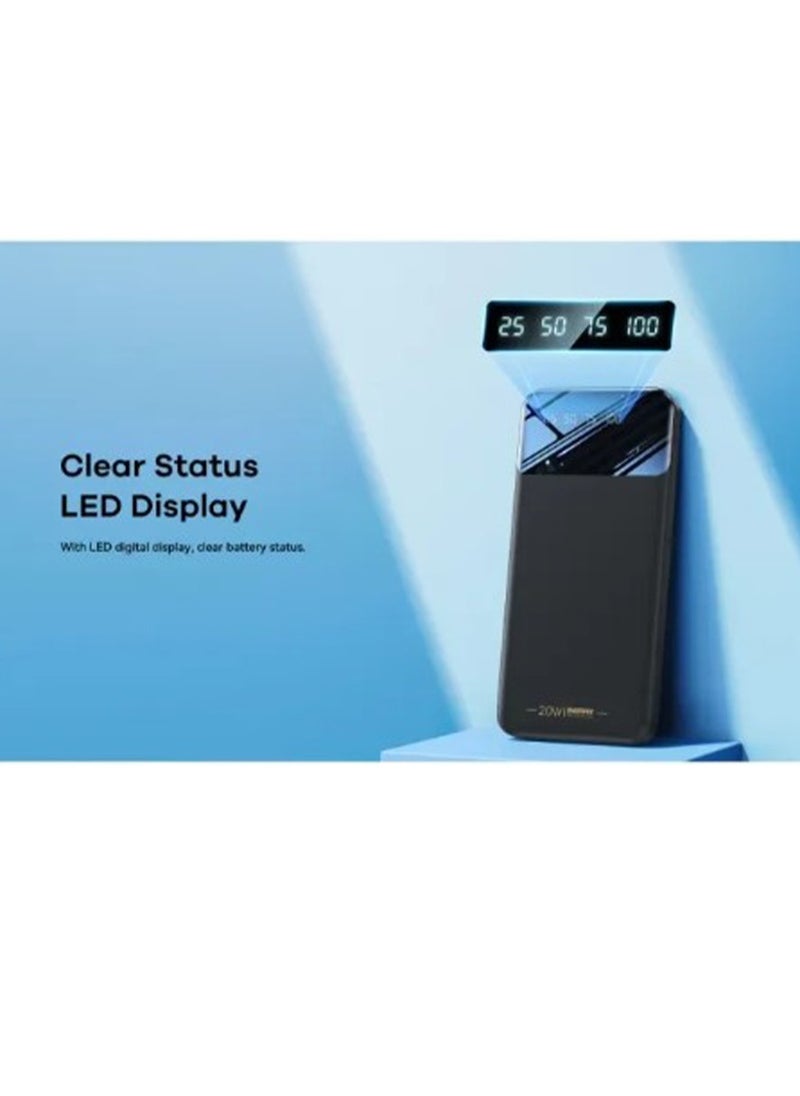REMAX Power Bank 10000mAh Remax Hunch Series RPP-502 20W+18W PD+QC , Fast Charging for mobile with led screen - whit  - Image 4