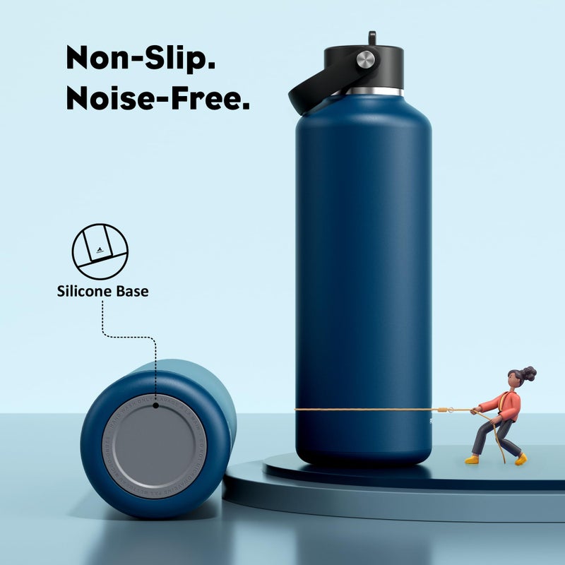 POWCAN 32 oz Water Bottle Insulated: BPA-Free, Leakproof Lid with Straw, Lightweight, Flex Cap, Stainless Steel Insulated Flask for Hoilday, Men, Commute, Worker, Walking, Cycling, Daily (Indigo Blue) - Image 5