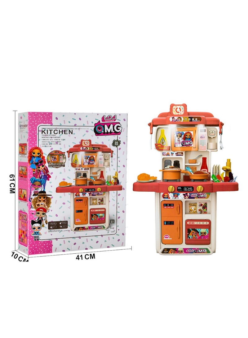 او ام جي مطبخ أطفال تعليمي ذكي Q.M.G موديل 91603، لعبة طهي كبيرة فيها أضواء وصوت للبنات والأولاد، أفضل هدية - Image 1