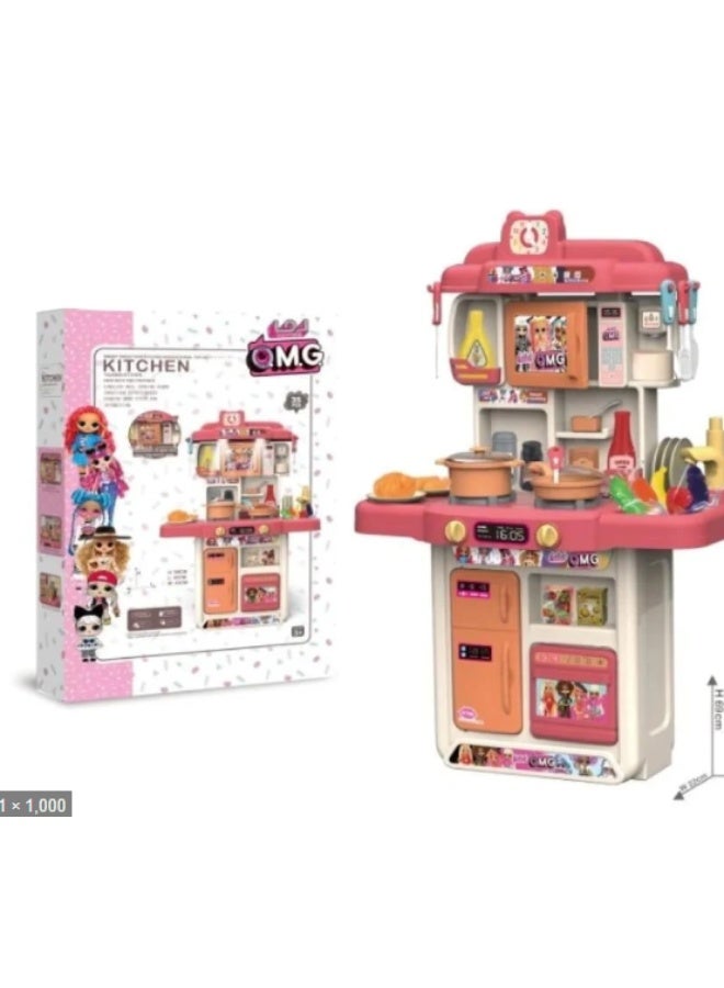 او ام جي مطبخ أطفال تعليمي ذكي Q.M.G موديل 91603، لعبة طهي كبيرة فيها أضواء وصوت للبنات والأولاد، أفضل هدية - Image 4