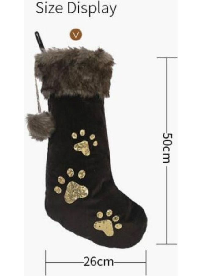 NIBEMINENT Ornaments Sequins Dog Tree Pendant Pet Socks Gift Bag Brown - Image 3