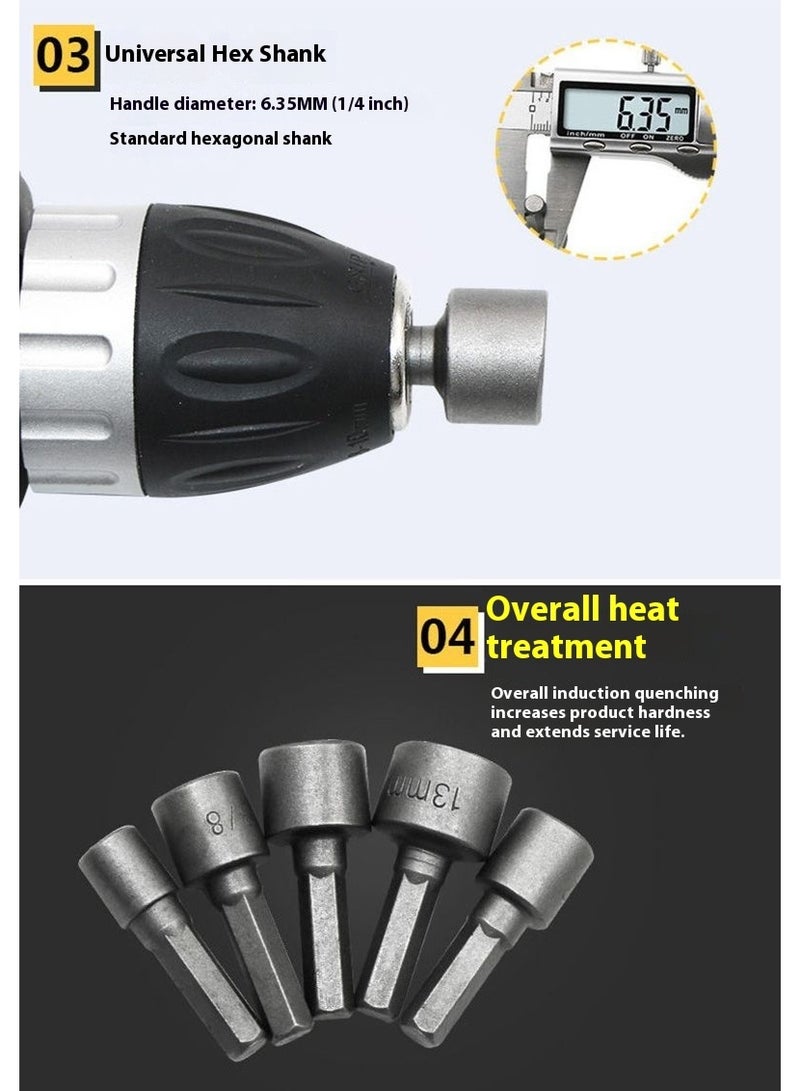 مجموعة 23 قطعة من رؤوس براغي الصواميل والمسامير – مفتاح مقبس متري مع محرك سداسي 1/4 بوصة ومفاتيح سداسية - Image 5
