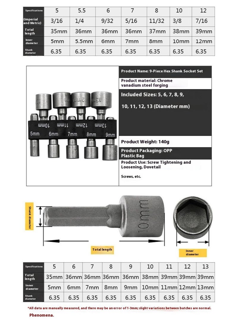 مجموعة 23 قطعة من رؤوس براغي الصواميل والمسامير – مفتاح مقبس متري مع محرك سداسي 1/4 بوصة ومفاتيح سداسية - Image 3