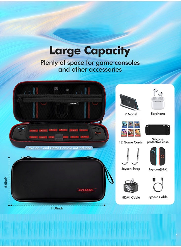 DOBE 18-in-1 Accessories Bundle Compatible with Nintendo Switch 2, Carry Case Set, Protection Bundle with 2X Comfort Grips, 6X Thumb Grip Caps, 6X Precision Rings, Silicone Cover & 2X Tempered Glass - Image 3