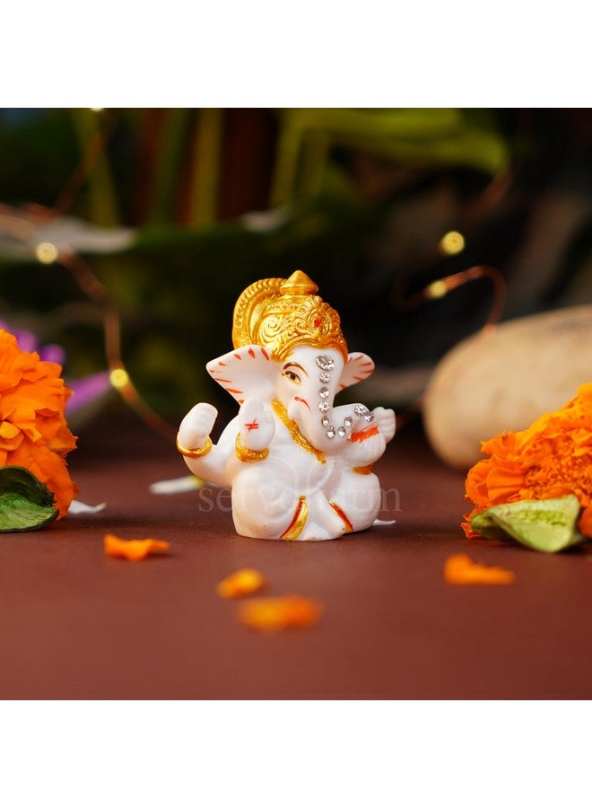 Servdharm Ganesh Ji Murti 2.5" (Mangal Ganesh) Idol Statue Decorative Showpiece for Car Dashboard & Home Gifting, idol - Image 3