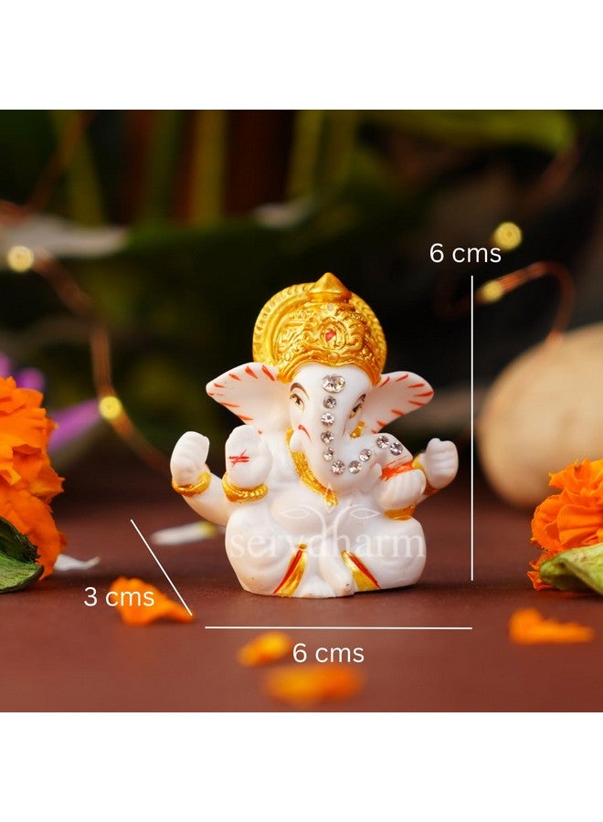 Servdharm Ganesh Ji Murti 2.5" (Mangal Ganesh) Idol Statue Decorative Showpiece for Car Dashboard & Home Gifting, idol - Image 5