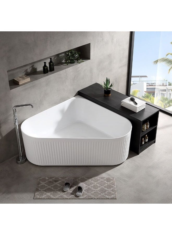 DANUBE HOME Milano Plus Rigel Corner Freestanding Bath Tub â€“ Modern Acrylic Soaking Bathtub | Space-Saving Design, Deep Comfort, Easy to Clean for Luxury Bathroom L 150 X W 150 X H 58 Glossy White - Image 1