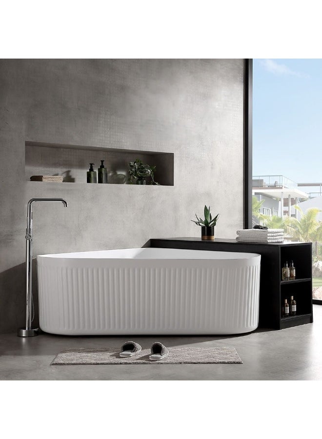 DANUBE HOME Milano Plus Rigel Corner Freestanding Bath Tub â€“ Modern Acrylic Soaking Bathtub | Space-Saving Design, Deep Comfort, Easy to Clean for Luxury Bathroom L 150 X W 150 X H 58 Glossy White - Image 3
