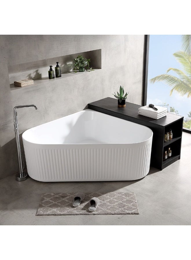 DANUBE HOME Milano Plus Rigel Corner Freestanding Bath Tub â€“ Modern Acrylic Soaking Bathtub | Space-Saving Design, Deep Comfort, Easy to Clean for Luxury Bathroom L 150 X W 150 X H 58 Glossy White - Image 2