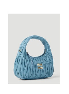 Miu Miu Wander quilted nappa leather hobo Crossbody Shoulder Bag Blue  - Image 2