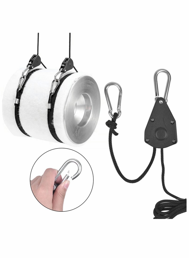 SYOSI Hanger Pulley Rope, Heavy Duty Rope Ratchet Hanger Adjustable Rope Clip Hanger with Carabiner Clip Grow Light Pulley Rope for Plant Lamp Fan Grow Room Equipment 150LB Capacity per Pair (1 Pair 2 m) - Image 5