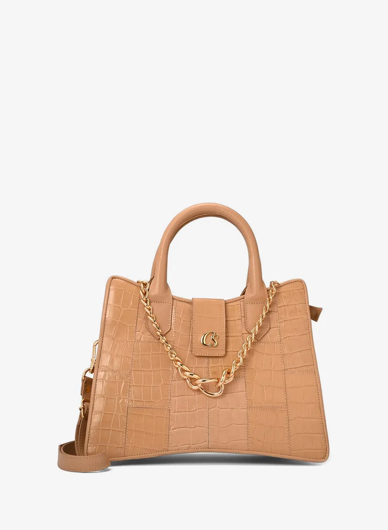 Carmen Steffens Structured Leather Bag with Chain