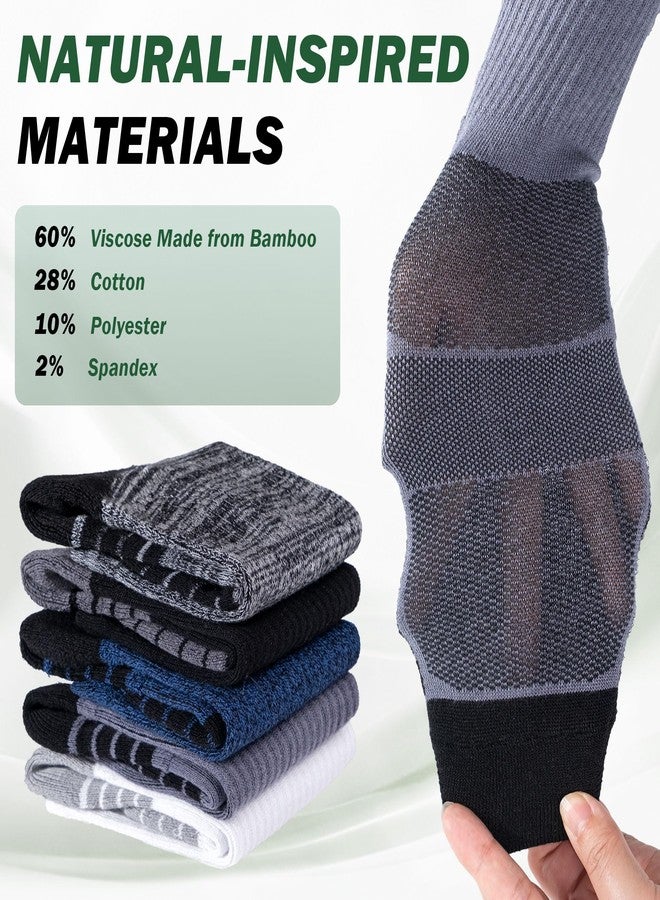 LUBOT 2026 Bamboo Viscose Unisex Ankle/Crew/Quarter Socks 4/6/8 Pairs - Odor Resistant Cushioned Moisture-Wicking Arch Support Breathable Anti-Blister Athletic Casual - Image 5