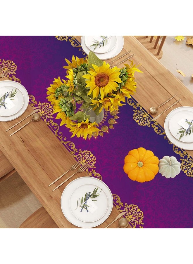 Jiudungs - Linen Diwali Table Runner 72 Inches Long Diwali Table Cloth Diwali Table Decorations Diwali Decor Indian Diwali Decorations And Supplies For Home - Image 1