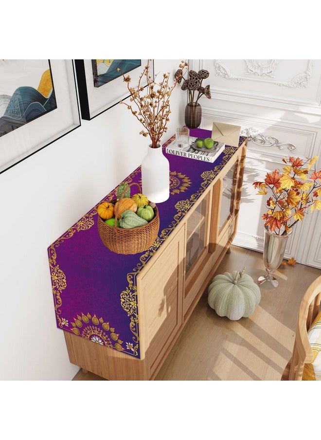 Jiudungs - Linen Diwali Table Runner 72 Inches Long Diwali Table Cloth Diwali Table Decorations Diwali Decor Indian Diwali Decorations And Supplies For Home - Image 1
