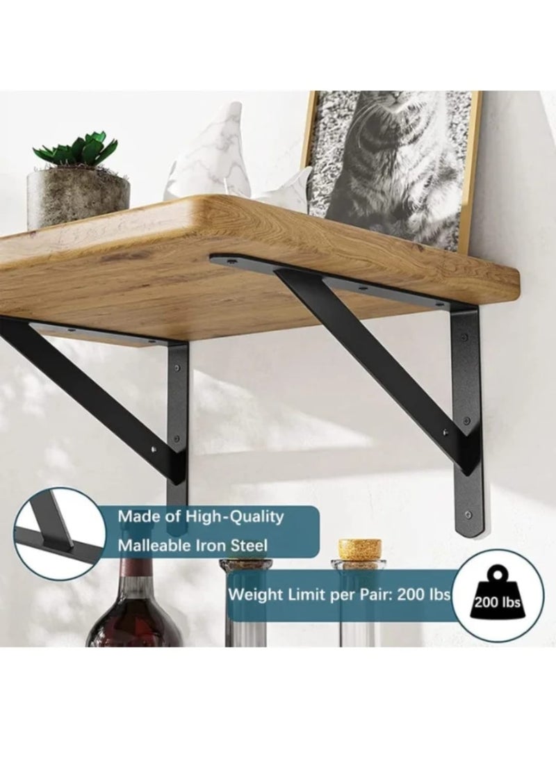 2-Piece Tabletop Support Brackets – Heavy-Duty Shelf Brackets – Right-Angle (L-Shaped) Wall-Mount Brackets – Sturdy Supports for Tables, Desks, and Bar Tops – Blac - Image 4
