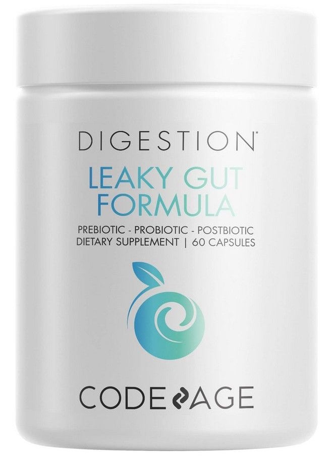 Codeage - Leaky Gut Lglutamine For Gut Health Support Nacetylglucosamine Supplement Probiotic Butyric Acid Polyphenols Quercetin Dgl Berberine Bioperine Cinnamon Vegan Nongmo 60 Capsules - Image 1
