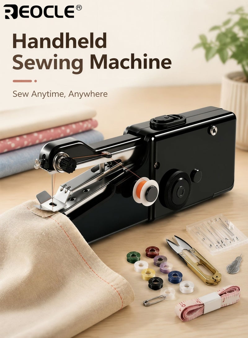 REOCLE Handheld Sewing Machine with Electric Operation and Portable Design Mini Stitching Tool with Easy Use Feature for Beginners Travel DIY - Image 1