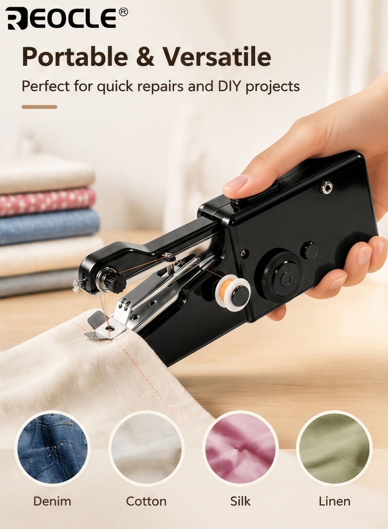 REOCLE Handheld Sewing Machine with Electric Operation and Portable Design Mini Stitching Tool with Easy Use Feature for Beginners Travel DIY - Image 3