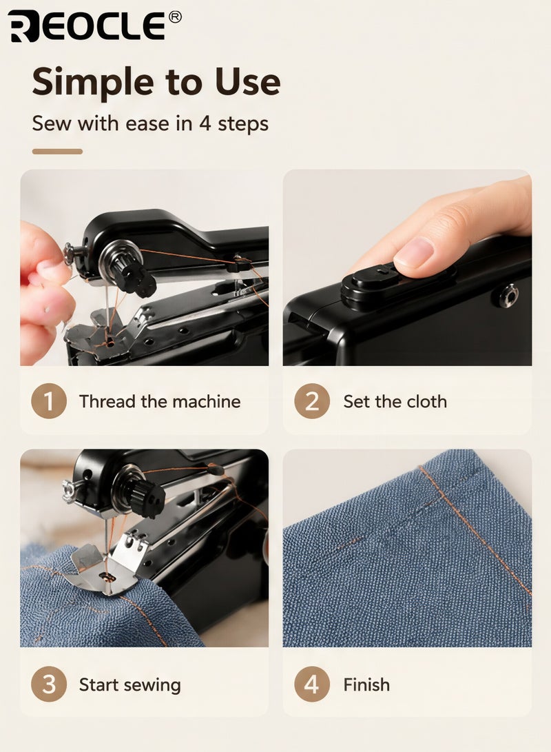 REOCLE Handheld Sewing Machine with Electric Operation and Portable Design Mini Stitching Tool with Easy Use Feature for Beginners Travel DIY - Image 5
