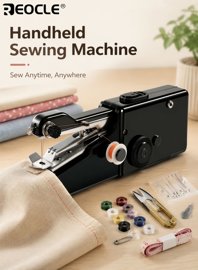 REOCLE Handheld Sewing Machine with Electric Operation and Portable Design Mini Stitching Tool with Easy Use Feature for Beginners Travel DIY - Image 1