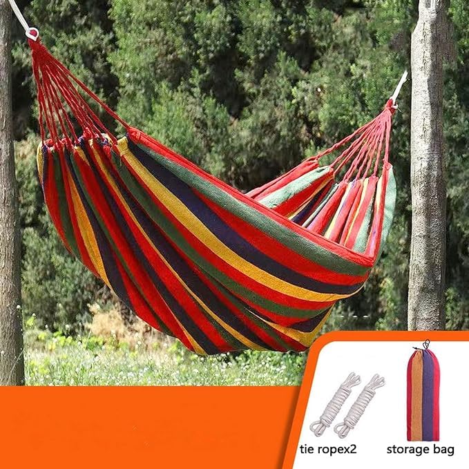 DIPDEYCamping Hammock Swing Cotton Fabric Portable Travel Tree Hanging Bed Indoor Outdoor Garden Beach Sleeping Jhula for Baby Adults Men Women - Image 2