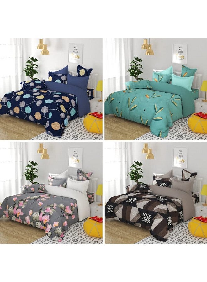 VAS COLLECTIONS Prime Combo Pack of 4 Double Bedsheets with 8 Pillow Covers | 160 TC Soft Brushed Glace Cotton -Long Lasting & Wrinkle Free - | 225X228 Cm Or 7.5X7.5 Ft-Blue & Yellow - Image 4